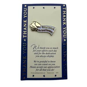 Positive Promotions "Volunteers Our Good Fortune" Gold Enamel Lapel Pin w Card